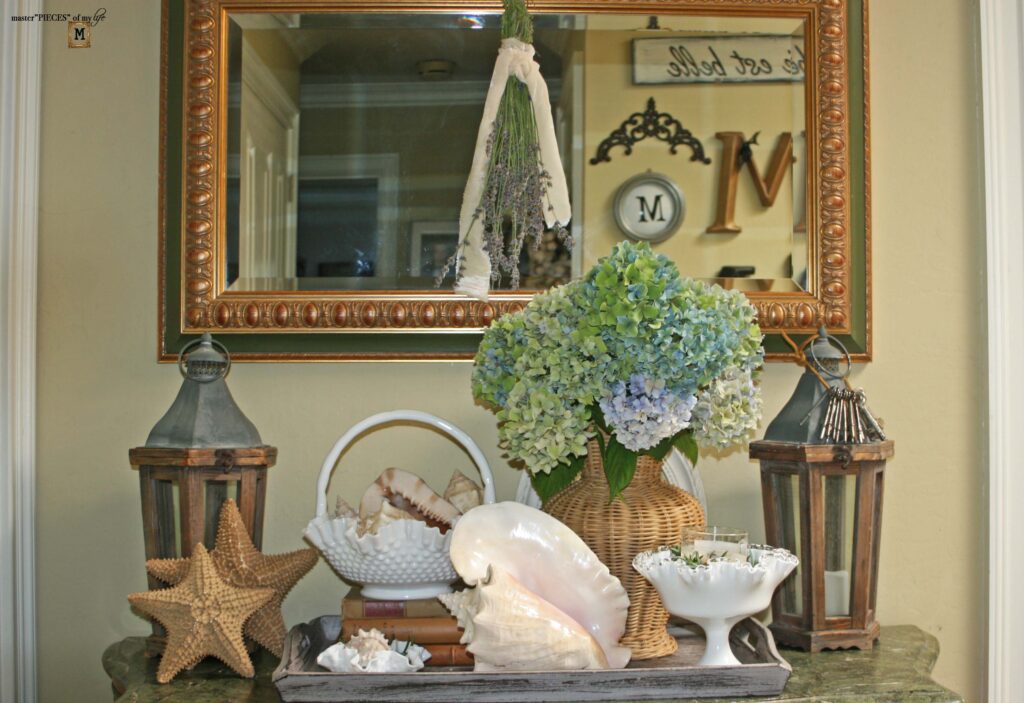 seashell vintage decor vignette