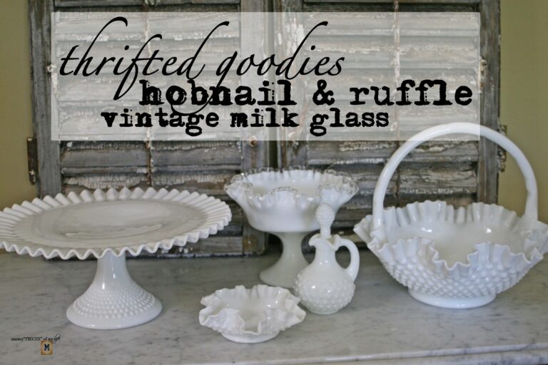 thrifted goodies – hobnail & ruffle vintage milk glass