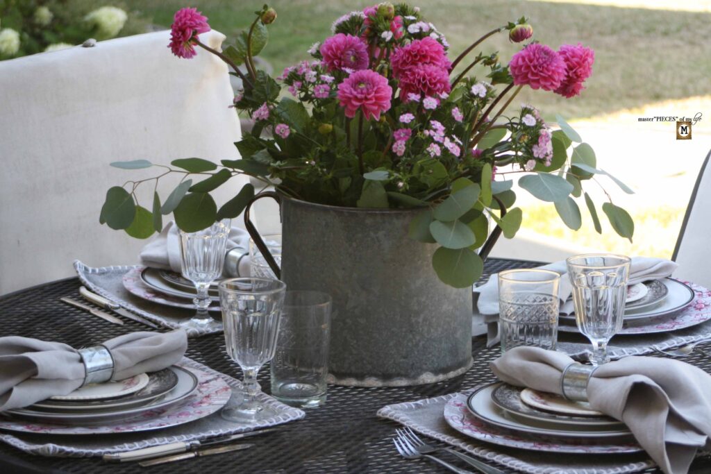 pink floral tablescape