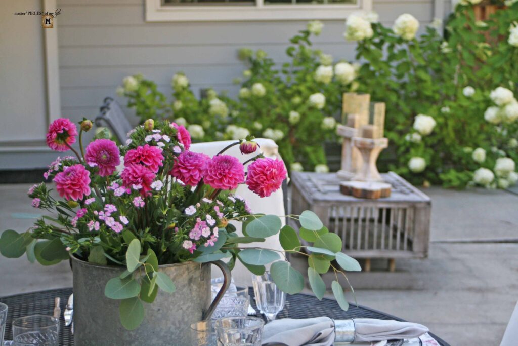 pink floral tablescape
