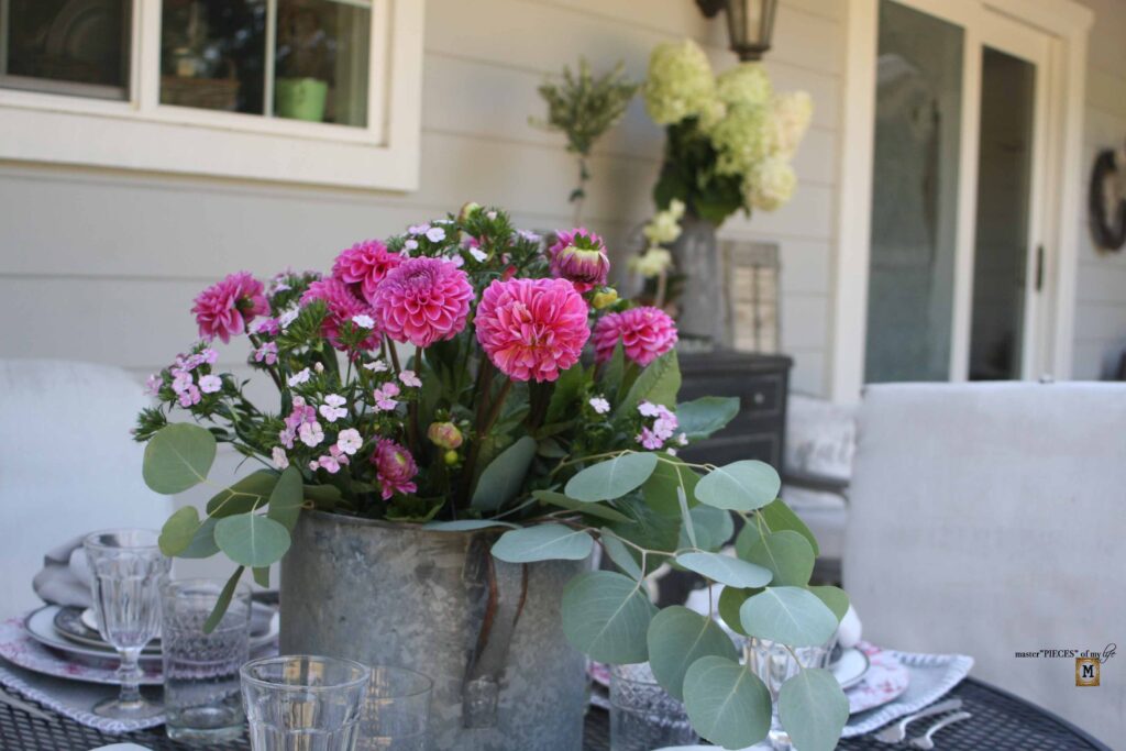pink floral tablescape