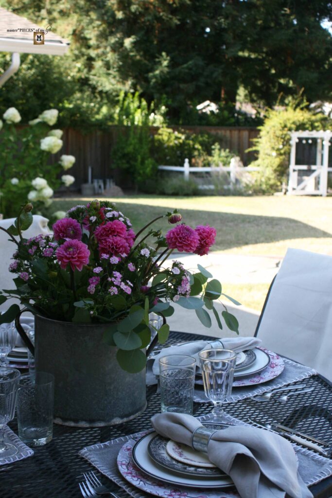 pink floral tablescape