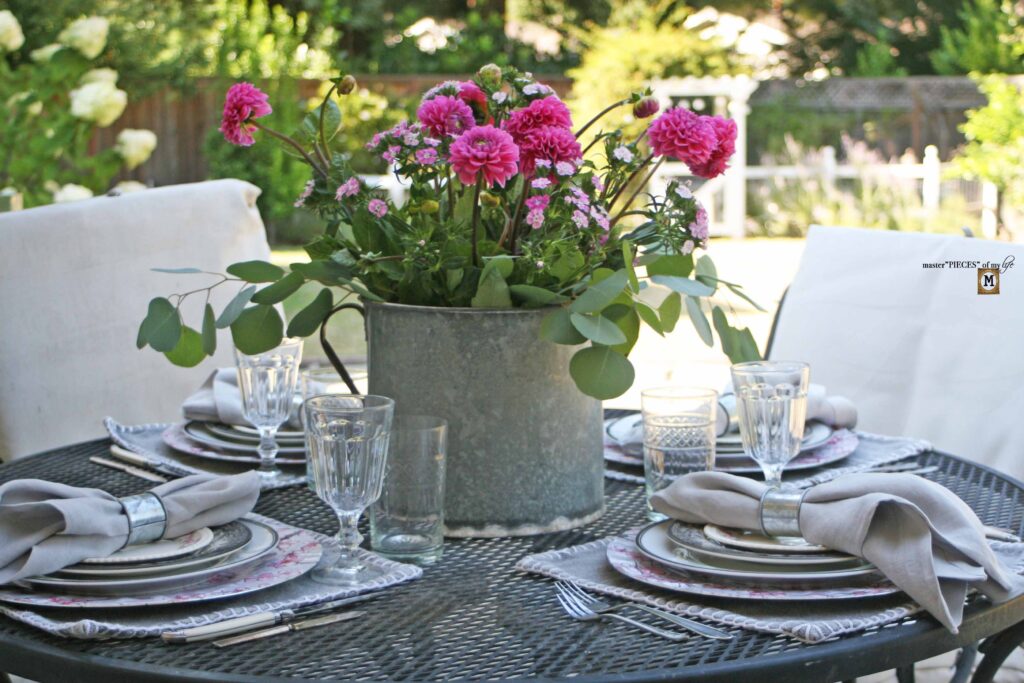 pink floral tablescape
