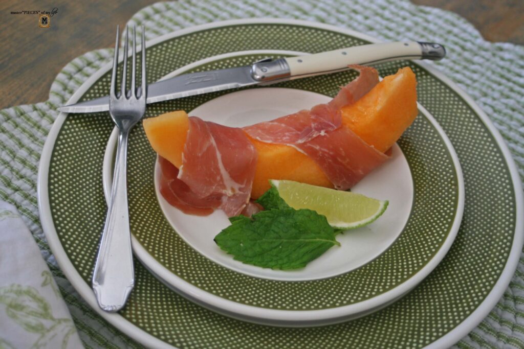 melon and prosciutto wedge