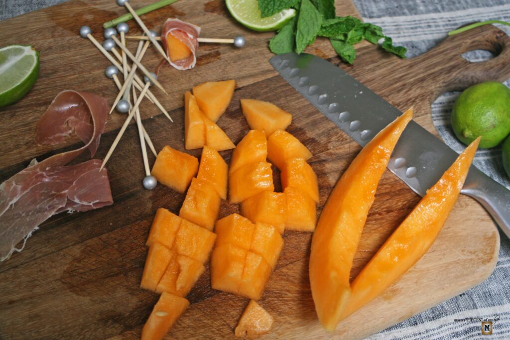 melon and prosciutto skewer appetizers