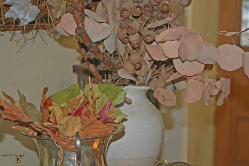 autumn leaves tray vignette