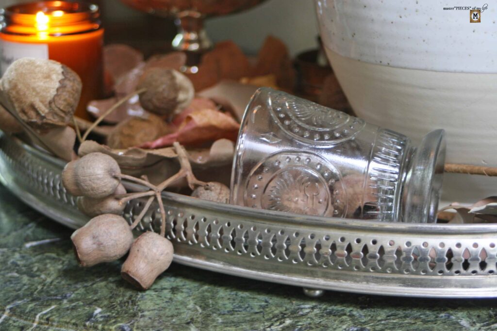 autumn leaves tray vignette