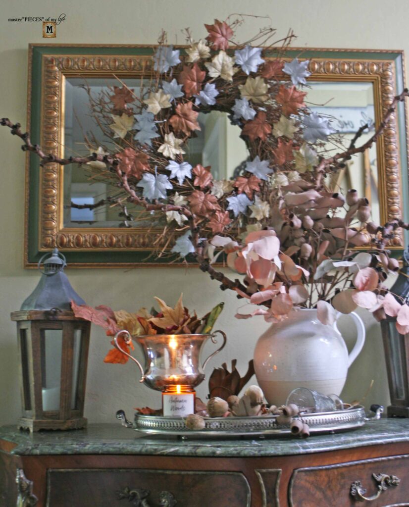 autumn leaves tray vignette