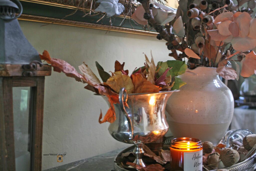 autumn leaves tray vignette