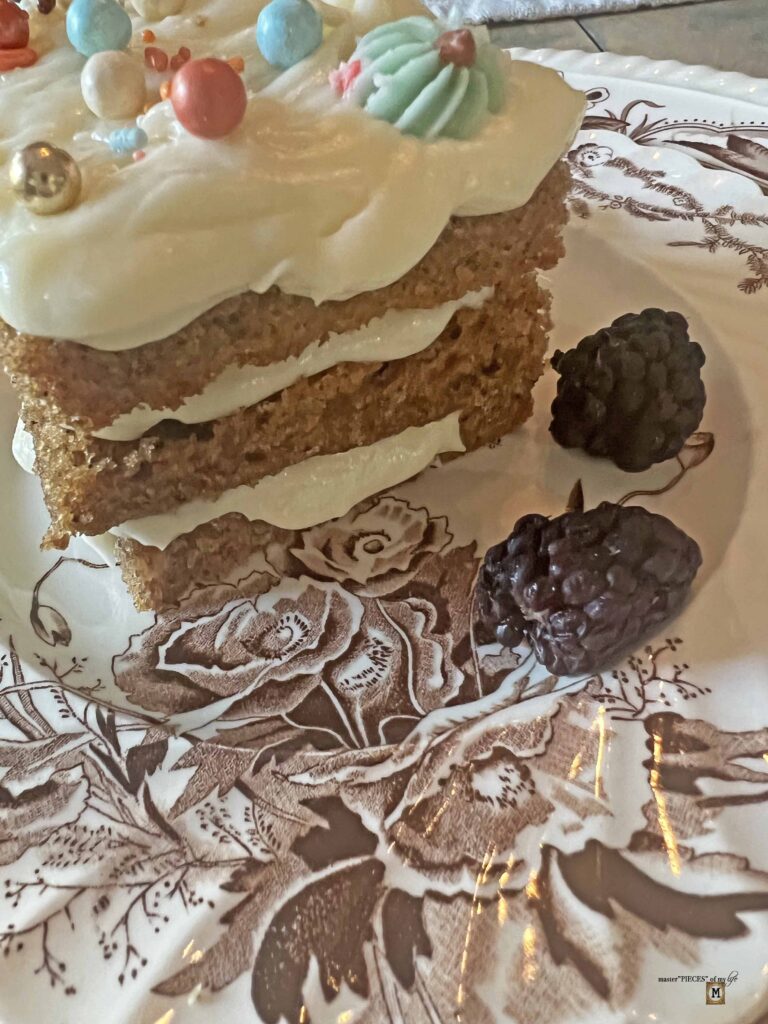 spice cake stacks with cream cheese frosting