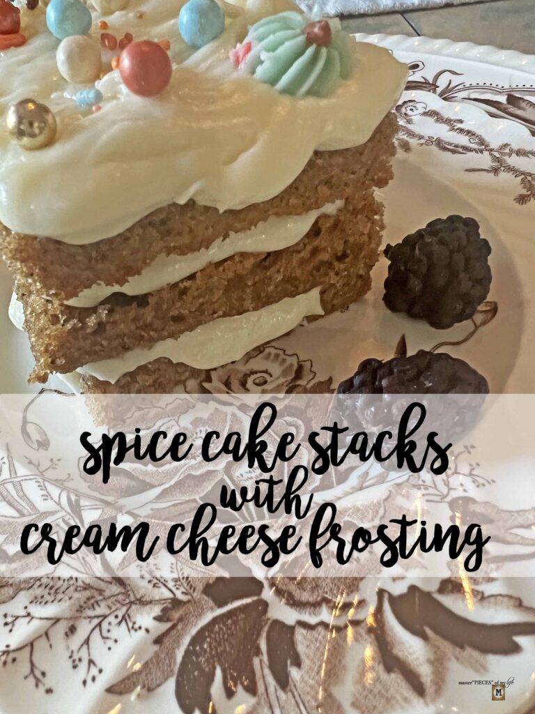 spice cake stacks with cream cheese frosting