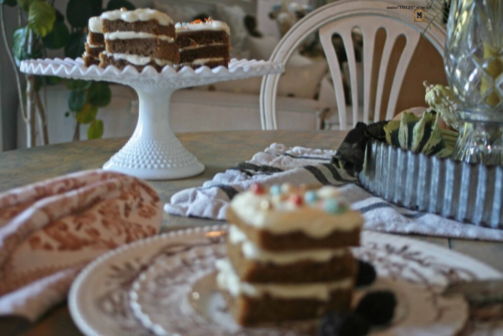 spice cake stacks with cream cheese frosting