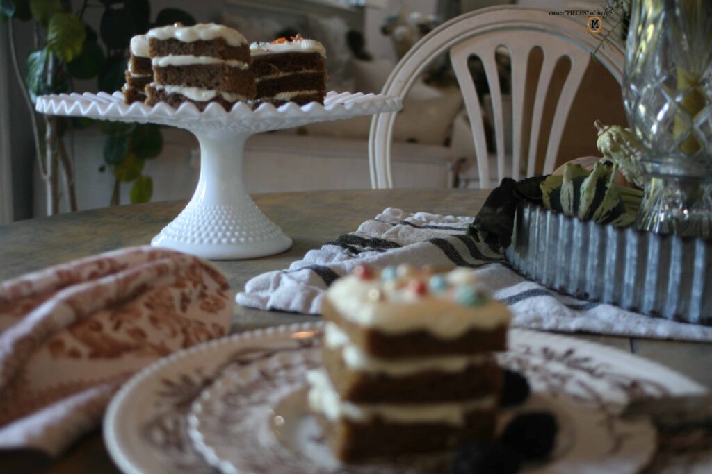 spice cake stacks with cream cheese frosting