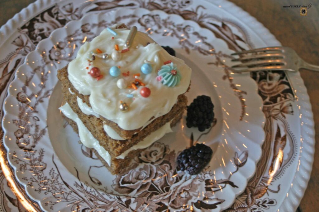 spice cake stacks with cream cheese frosting