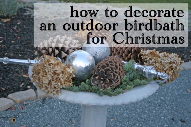 how to decorate an outdoor birdbath for Christmas