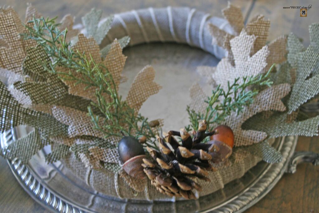 burlap pine candle ring