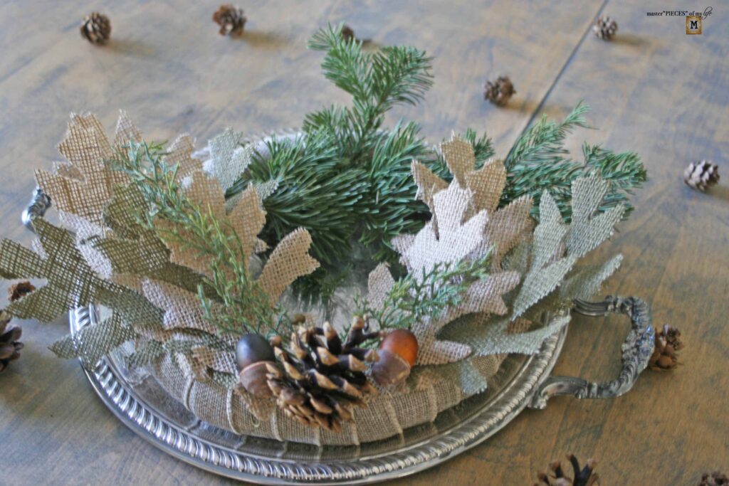 burlap pine candle ring