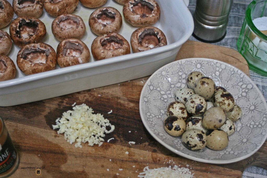 quail egg stuffed mushrooms