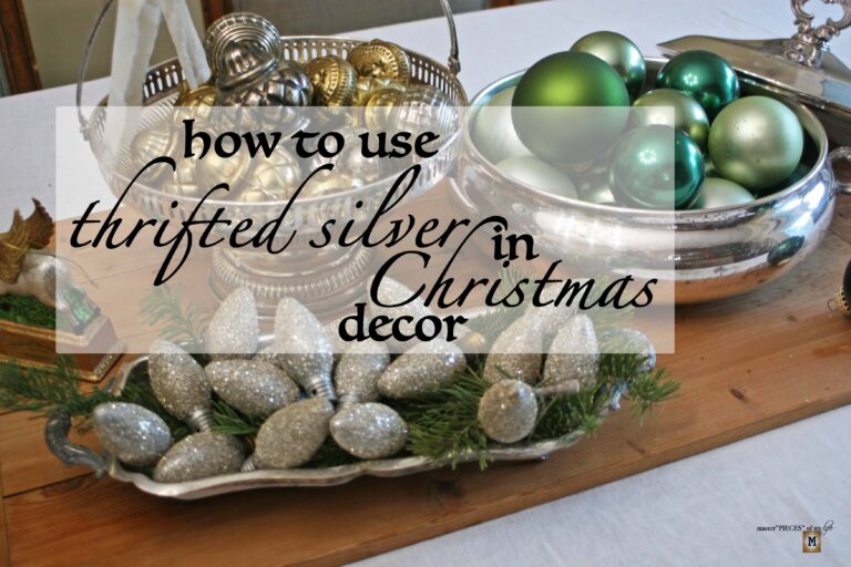 how to use thrifted silver in Christmas decor
