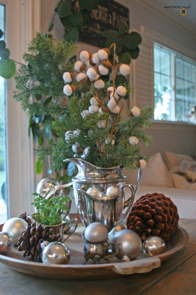 thrifted silver for Christmas decor