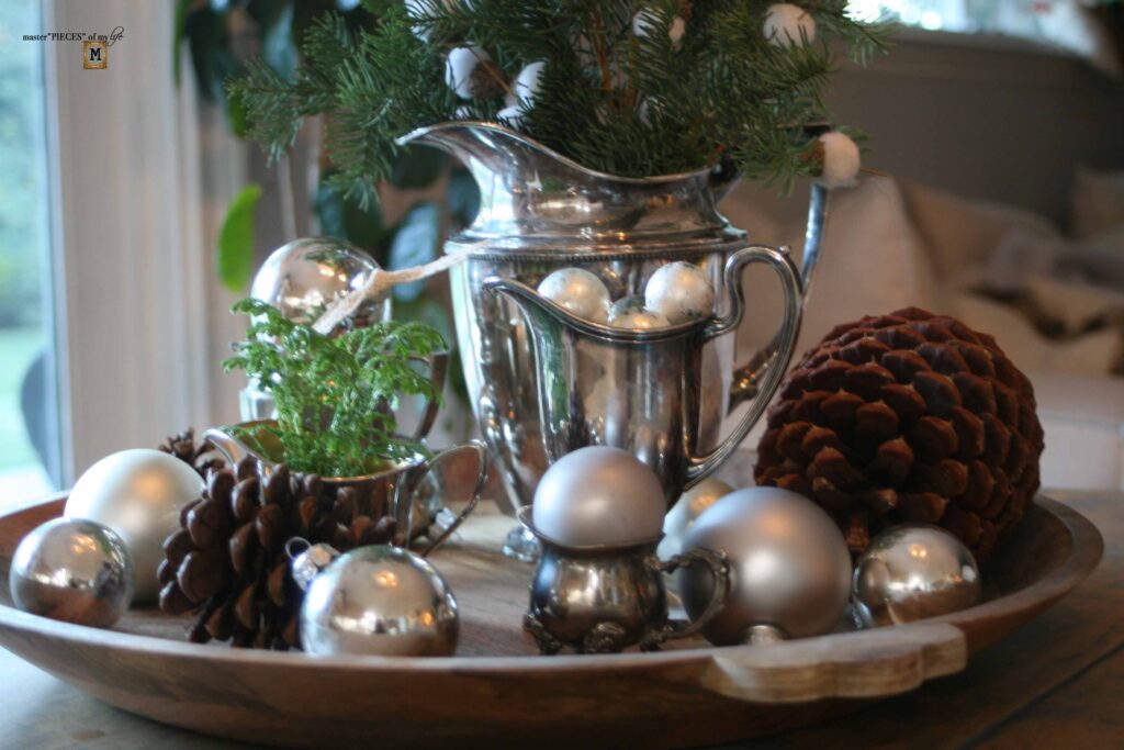 how to use thrifted silver for Christmas decor