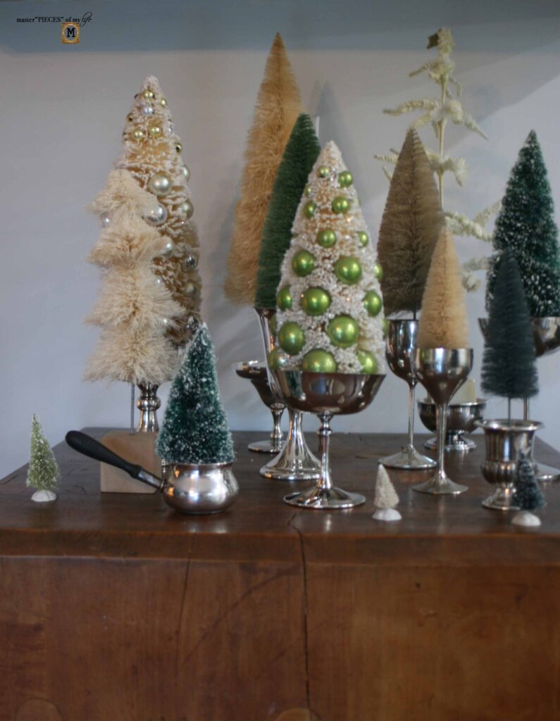 thrifted silver for Christmas decor