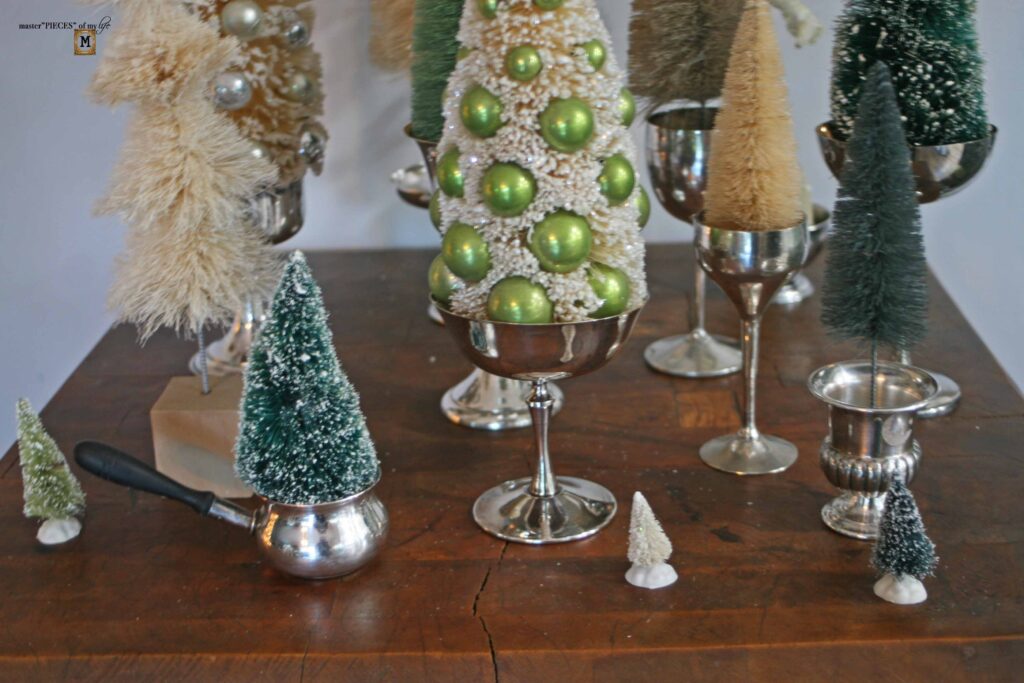 thrifted silver for Christmas decor