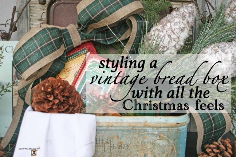 styling a vintage bread box with all the Christmas feels