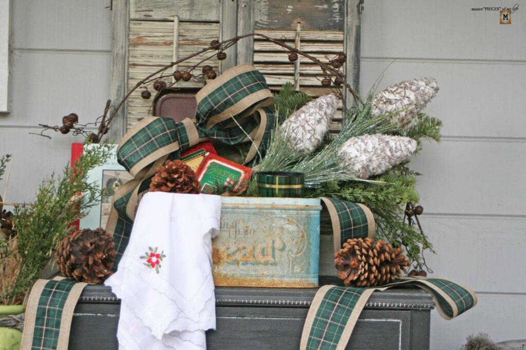 Christmas styling in a vintage bread box