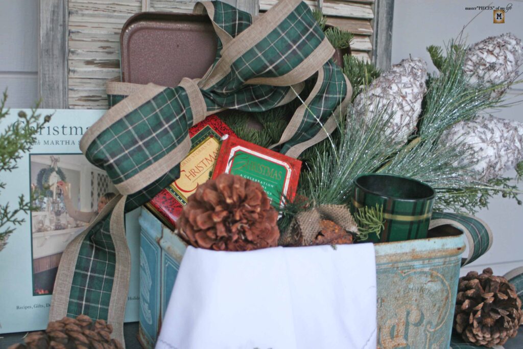 Christmas styling in a vintage bread box