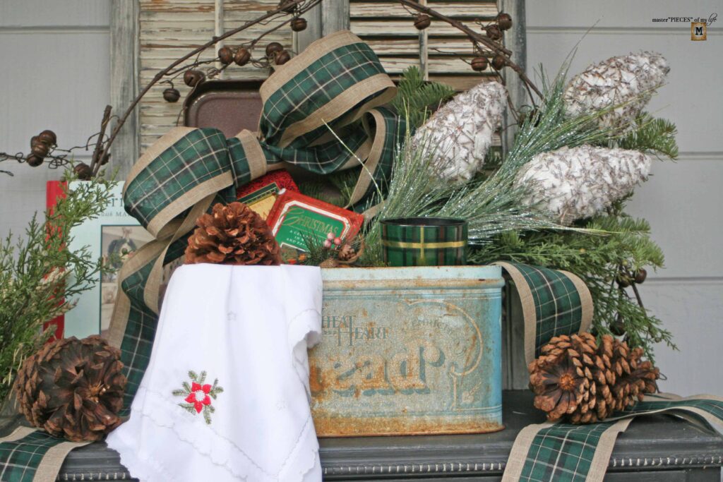 Christmas styling in a vintage bread box