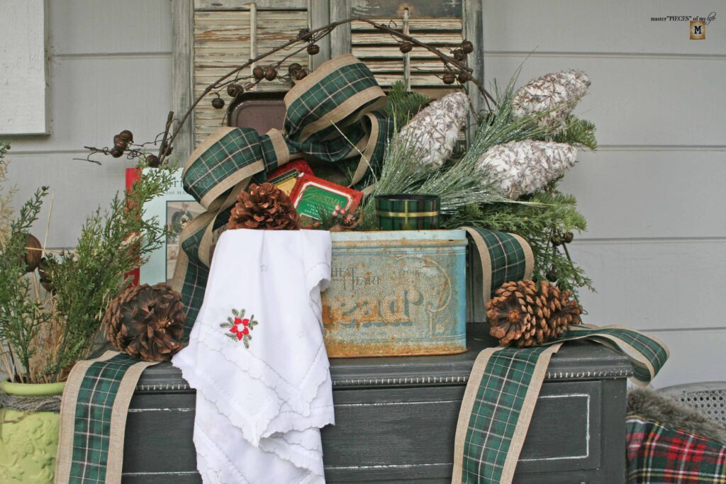 Christmas styling in a vintage bread box