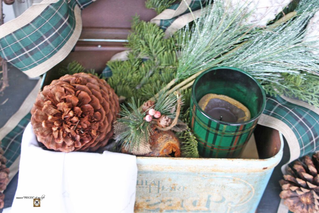 Christmas styling in a vintage bread box
