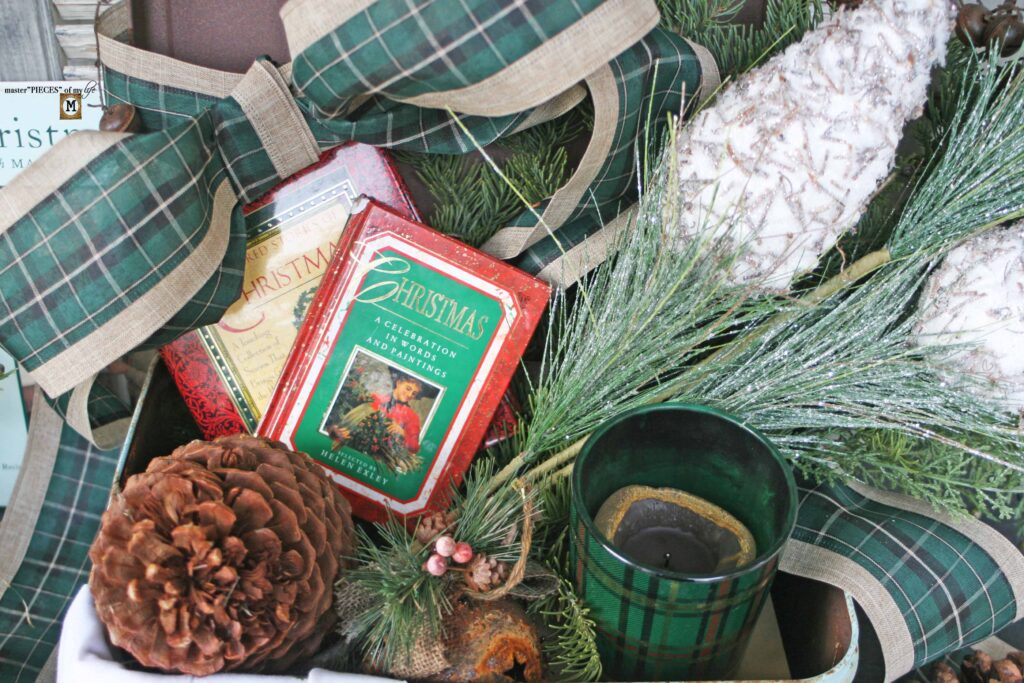 Christmas styling in a vintage bread box