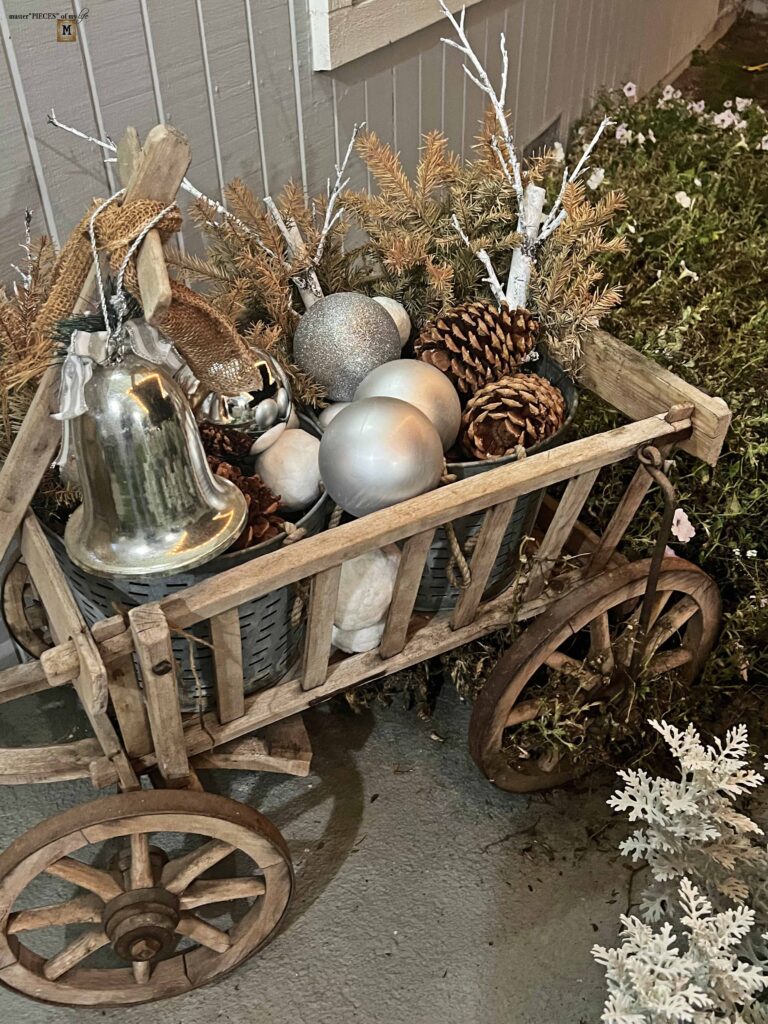 Christmas goat cart decor
