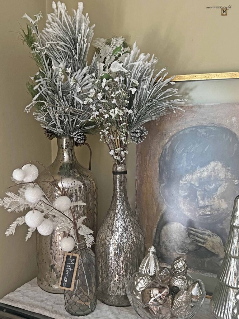 Christmas vignette with mercury glass