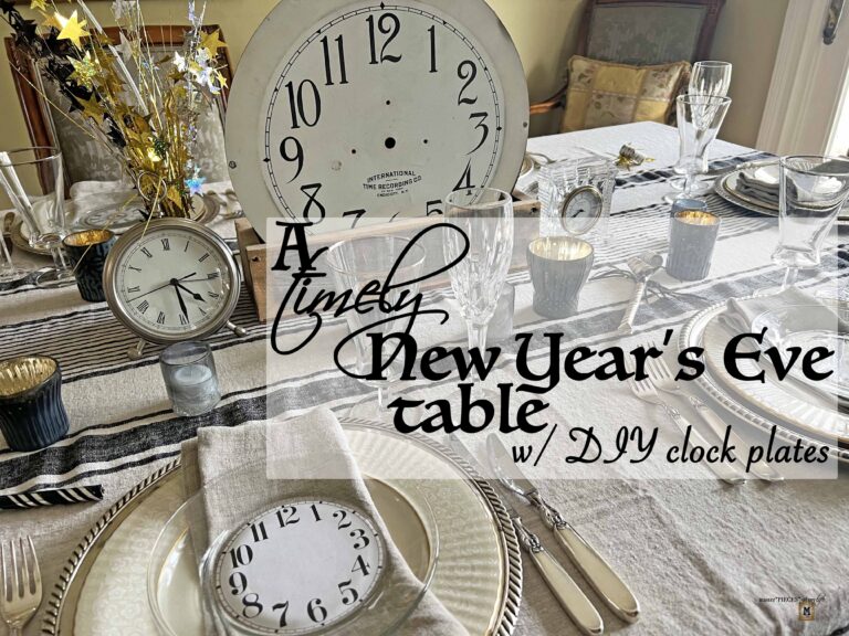 a timely New Year’s Eve table with DIY clock plates