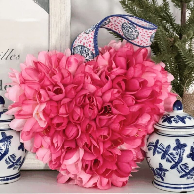 pink tulip hanging heart