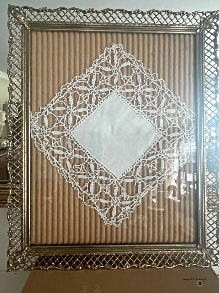 framed doily art work DIY