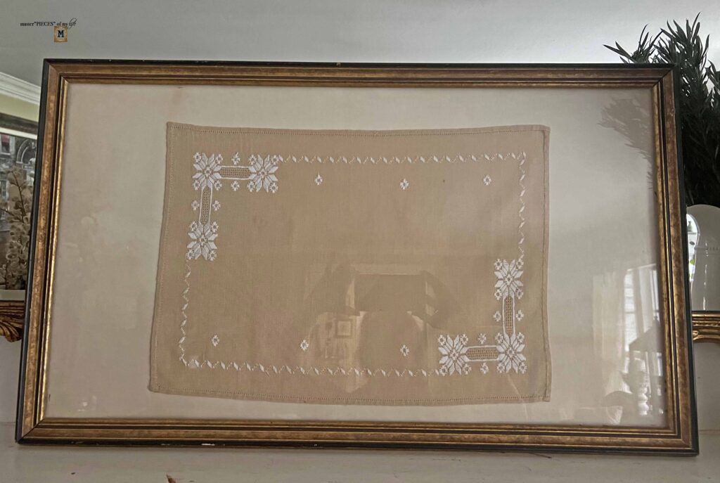 framed doily art work DIY