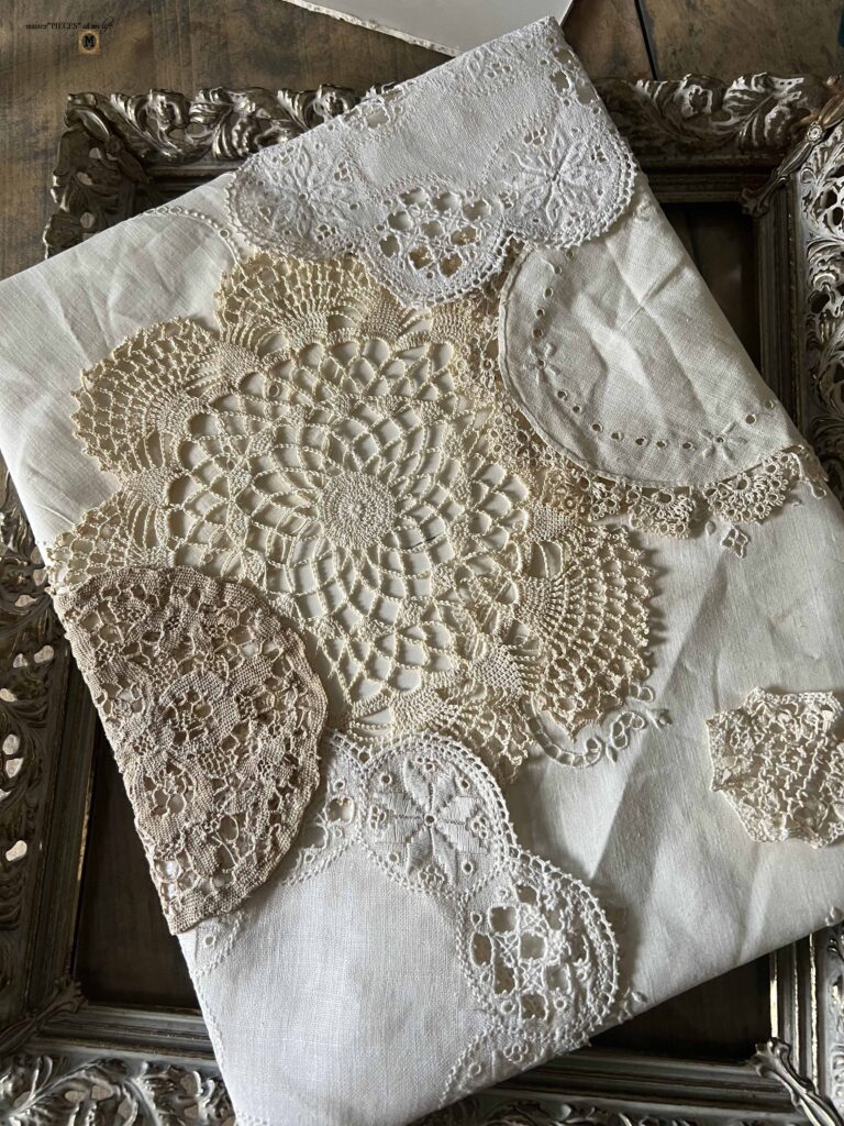 framed doily art work DIY