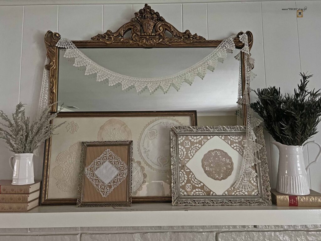 framed doily art work DIY