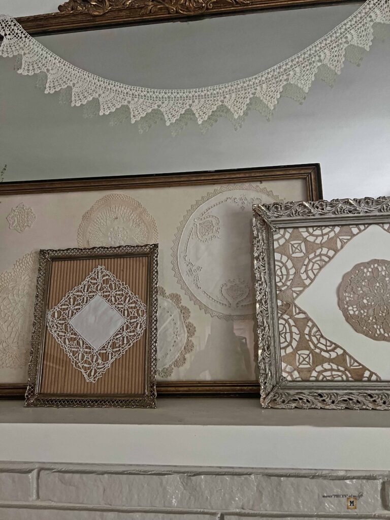 framed doily art work DIY