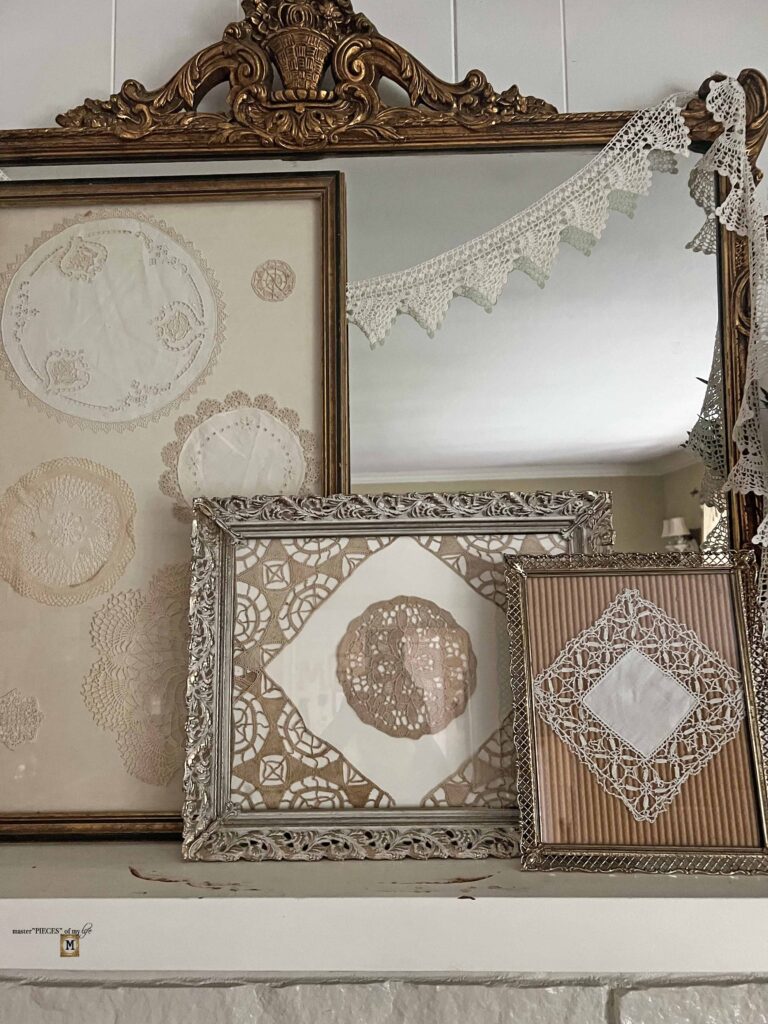 framed doily art work DIY