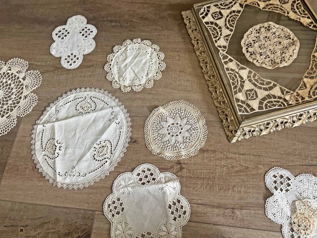 framed doily art work DIY
