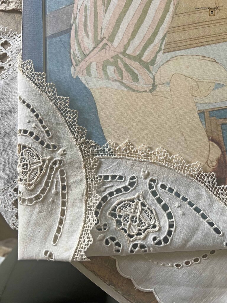 framed doily art work DIY