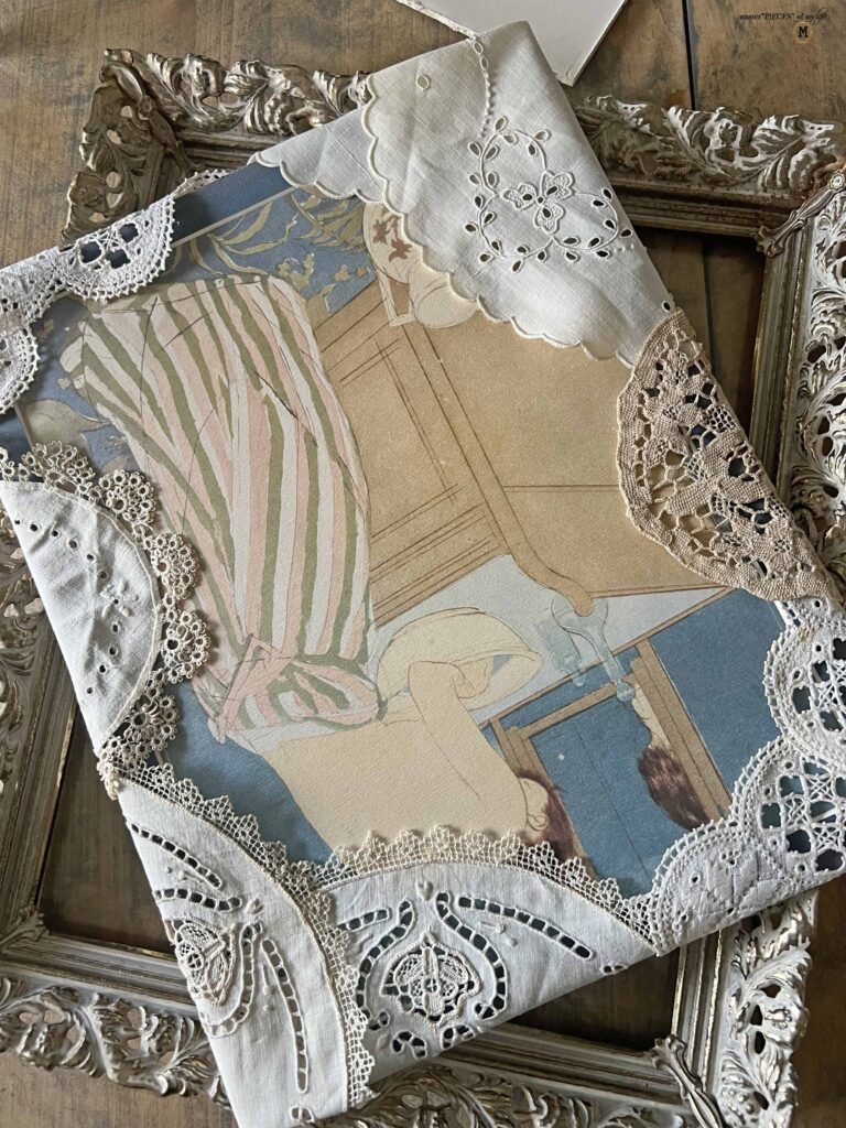 framed doily art work DIY