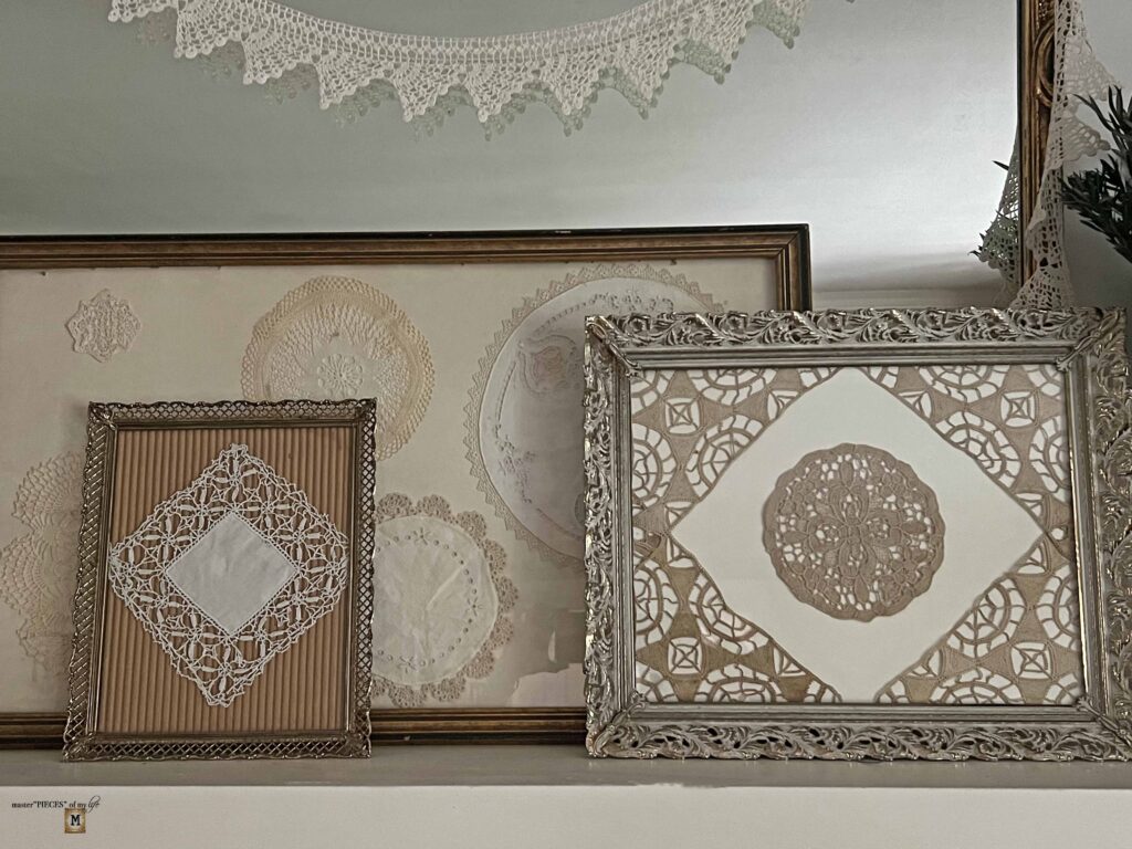 framed doily art work DIY