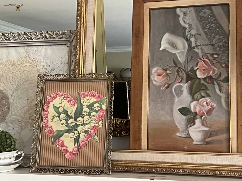 vintage Valentine's Day mantle styling