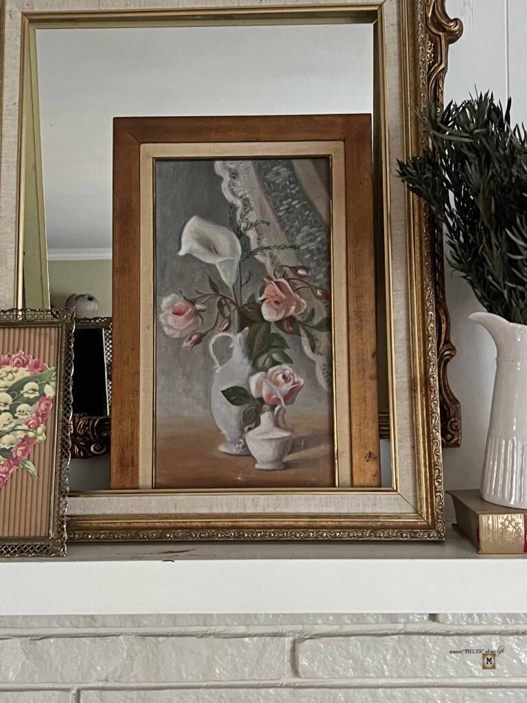 vintage Valentine's Day mantel styling